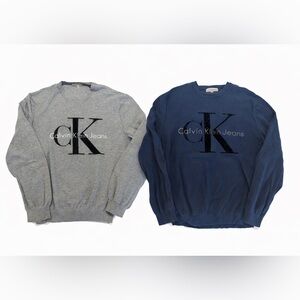 Discount Bundle - Calvin Klein Jeans Men's Crewneck Sweaters - Gray and Navy